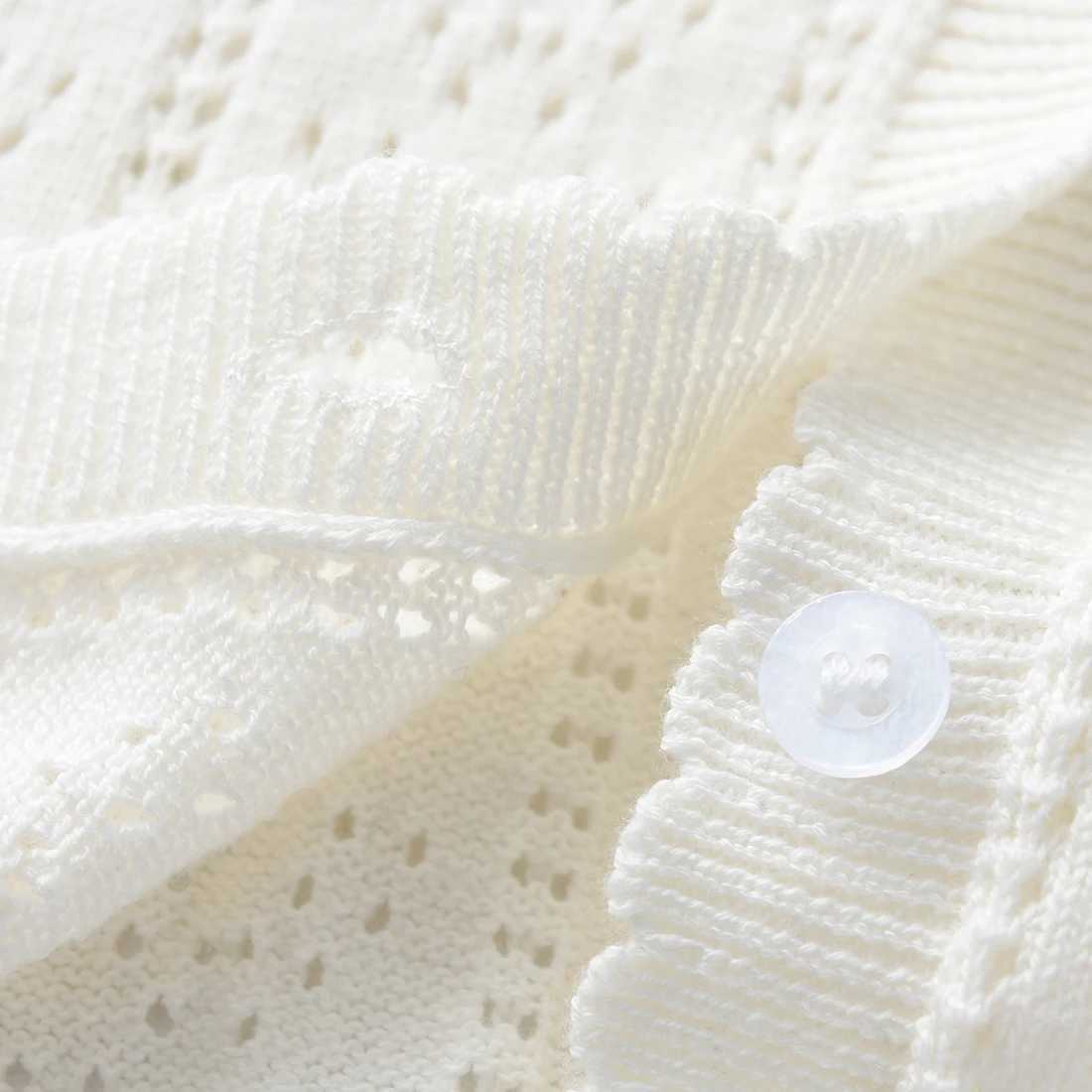 Spring and autumn newborn baby girl pure cotton sweater cardigan wool sweater hollow knitted thin jacket W241025