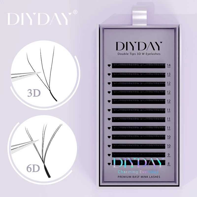 DIYDAY 3D W eyelash extension 6D W-shaped Bloom pre made eyelash powder C D curly natural false eyelash extension makeupW241024