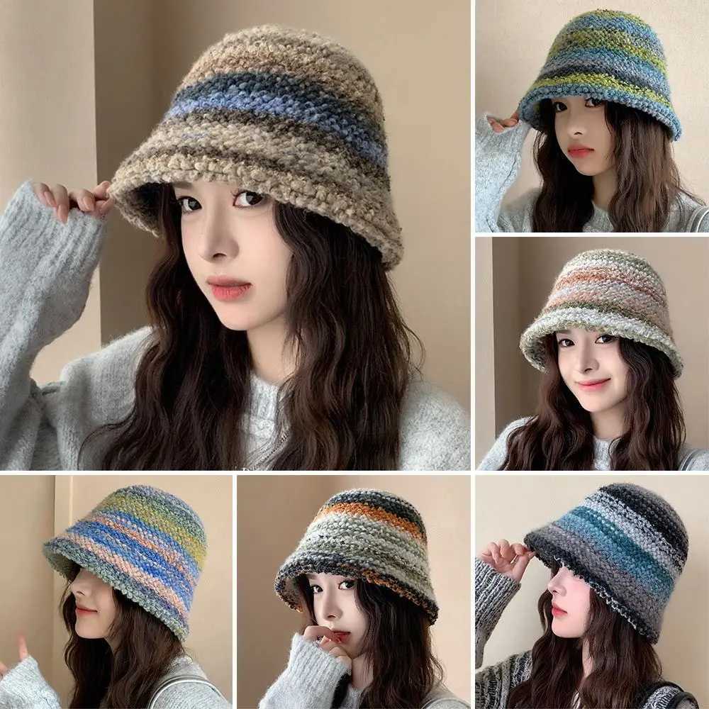 Winter Faux Fur Plush Bucket Hat Thick Warm Plus Velvet Fisherman Cap Windproof Dopamine Sun Cap for WomenX241025