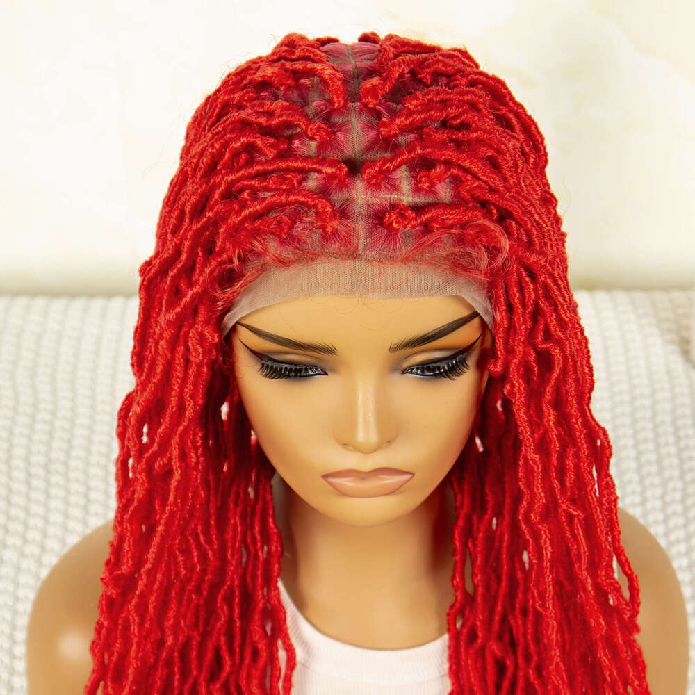 Red Box Braided Wigs Full Lace Braiding Wig Crochet Braids for Women Inches Knotless Twisted