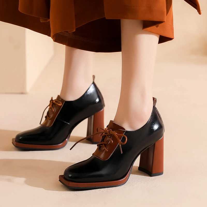 High Quality Soft leather thick high heels womens English square lace shoelaces temperature shoelaces Fi pump shoelaces T241024