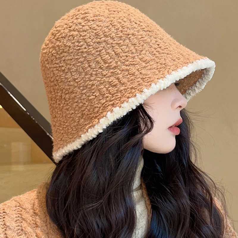 Winter Bucket Hat Breathable Colorblock Womens Hip Hop Cap Men Wool Foldable Bob Fisherman Hat Outdoor Travel Gorros PanamaX241025