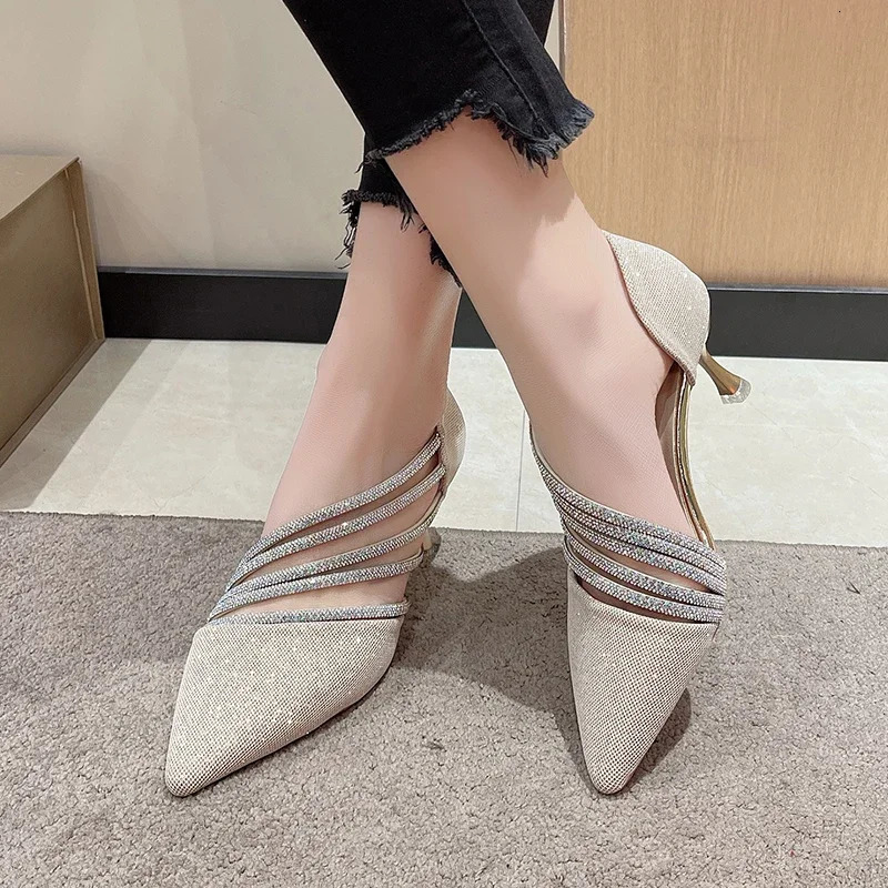 Womens High Heels Autumn High Heels Sandals Fashion Crystal Hollow Shoes Womens Dress Shoes Banquet Sexy Party Stiletto Shoes 241024