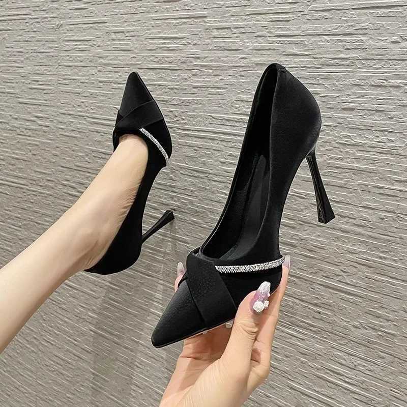 High Quality New high heels womens shoes wedding slim high heels luxury sandals spring and autumn new crystal corner toe party pump womens shoes T2410