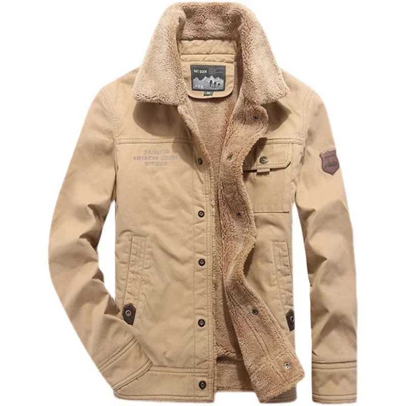 2024 mens fur collar padded jacket mens Flce cashmere coat mens Corduroy plus velvet casual top mens cotton jacket winter W241024