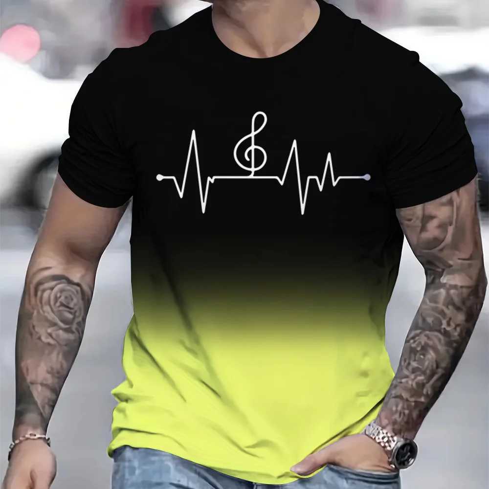 Casual Mens T-Shirt Summer Gym Short Sleeved T-Shirt 3D Ripple Pattern Printed T-Shirts Oversized Men Clothing Tops Outdoor NewXJ250117