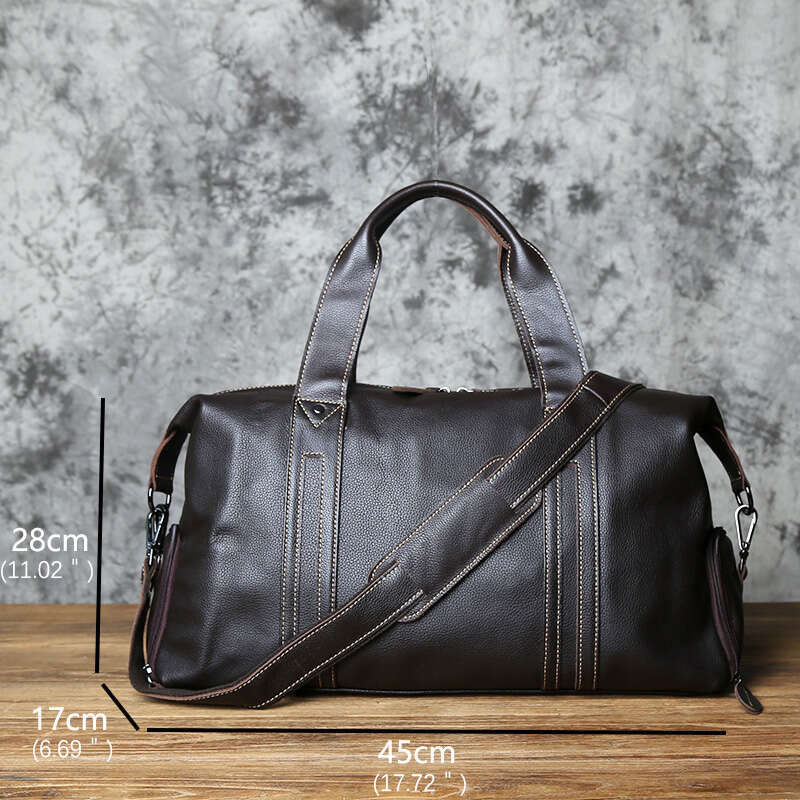 Vintage Leather Men Travel Natural Cowhide Handbag Casual Shoulder Messenger Computer Large Capacity Lage Bag