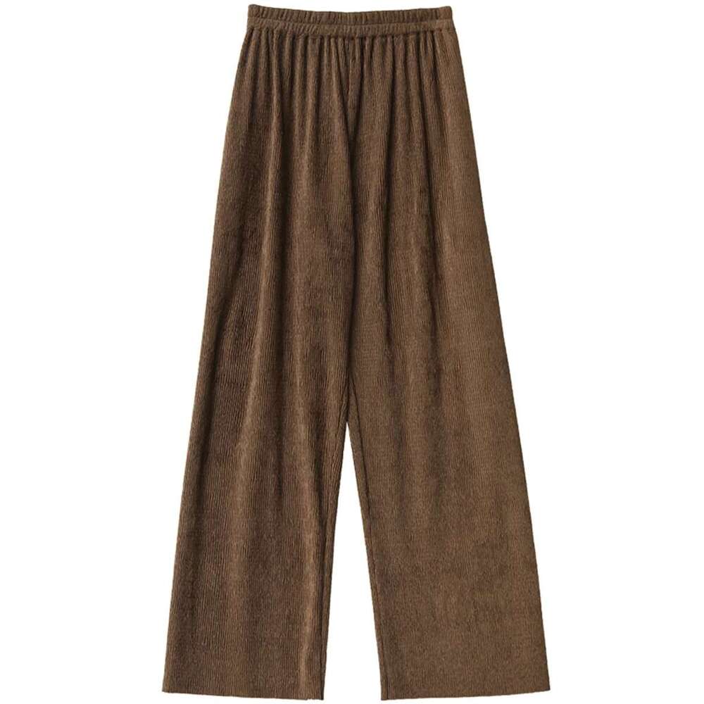 CHIC VEN Women's Pant High Waisted Loose Casual Trousers Straight Wide Leg Sport Pants Elastic Waist Autumn Winter 2024