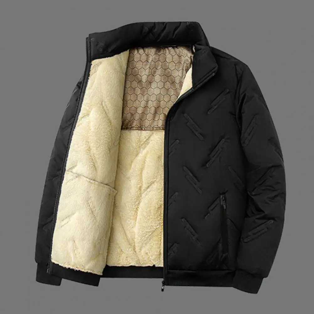 2024 autumn winter jacket mens Lambswool warm thick jacket waterproof jogging casual jacket mens fashionable loose solid Parka jacket W241024