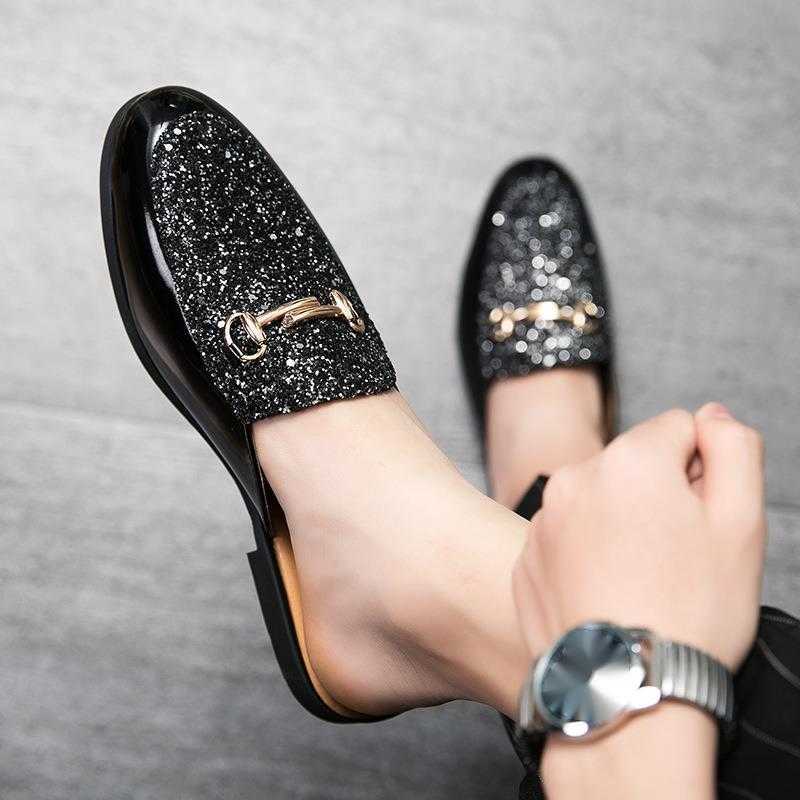 Men Dress Shoes Summer New Half Casual Shoes Mens Sandals With British Style Cold Slippers Small Leather Shoes Mens Shoes 241009