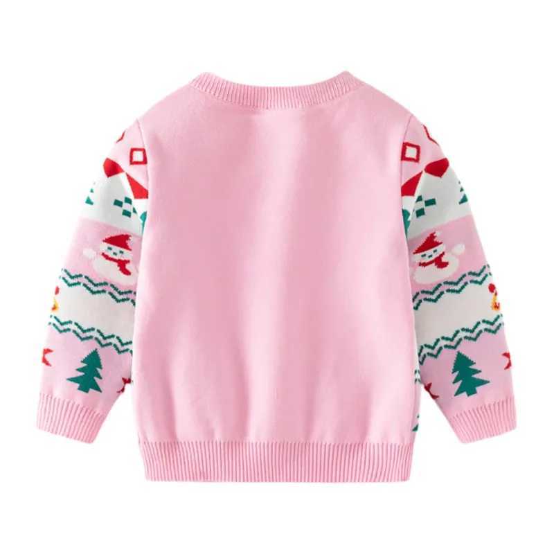 Boys and girls double layered crew collar striped knitted sweater childrens Christmas tree jacquard sweater 0-8 years old W241025