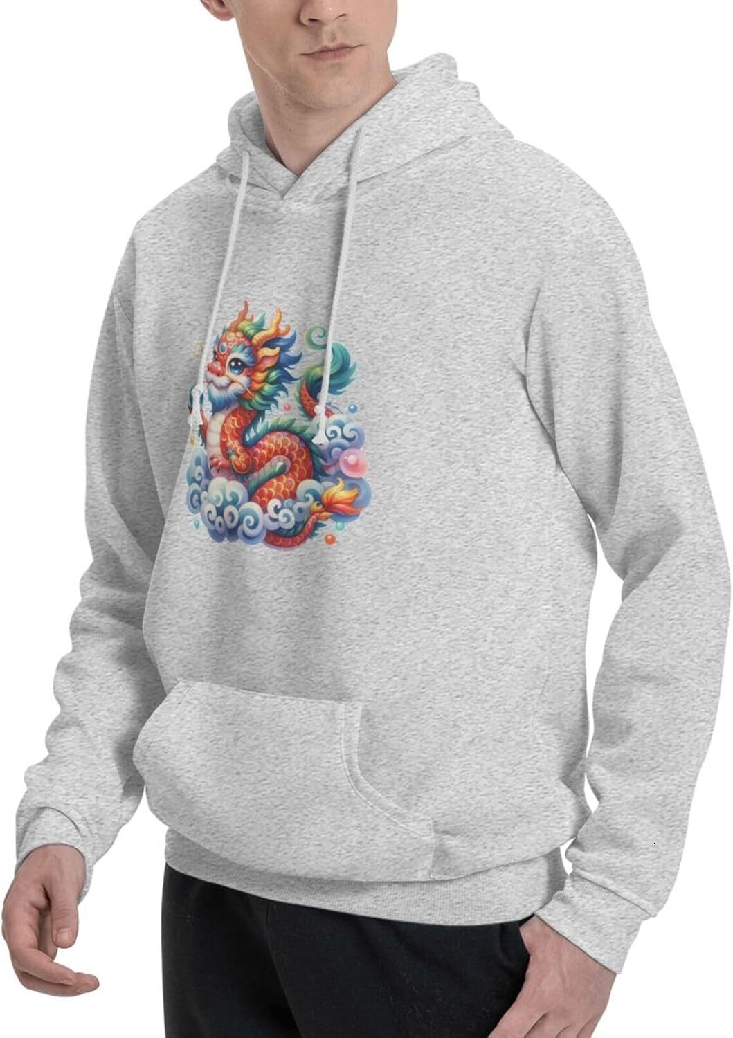 Hoodie for Mens Womens Funny Cartoon Chinese Dragon Print Hoodie for Women Men Animals Hoodies Sweatshirt Clothing Graphic Leisure warmth