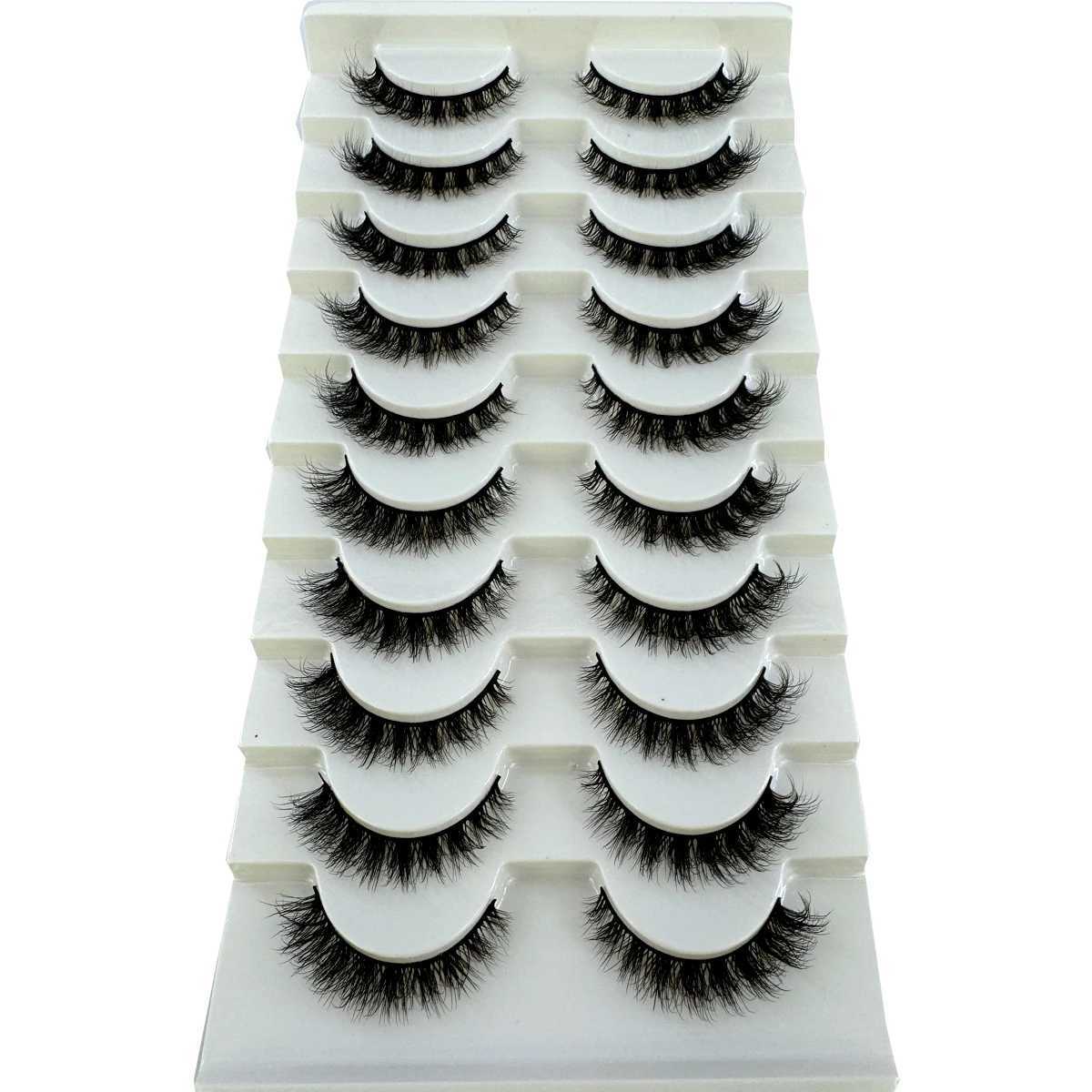 HBZGTLAD New 10 pairs of 3D mink faux mink fluffy eyelashes soft full thickness Wispy eyelashes dramatic false eyelash makeupW241024