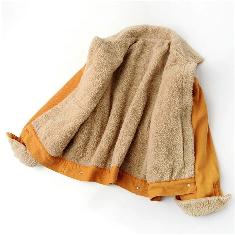 Winter Lamb Wool Thicken Denim Jacket Women Loose Oversized Casual Warm Jeans Coats Wear Long Sleeves Female Clothes Outerwear 241025