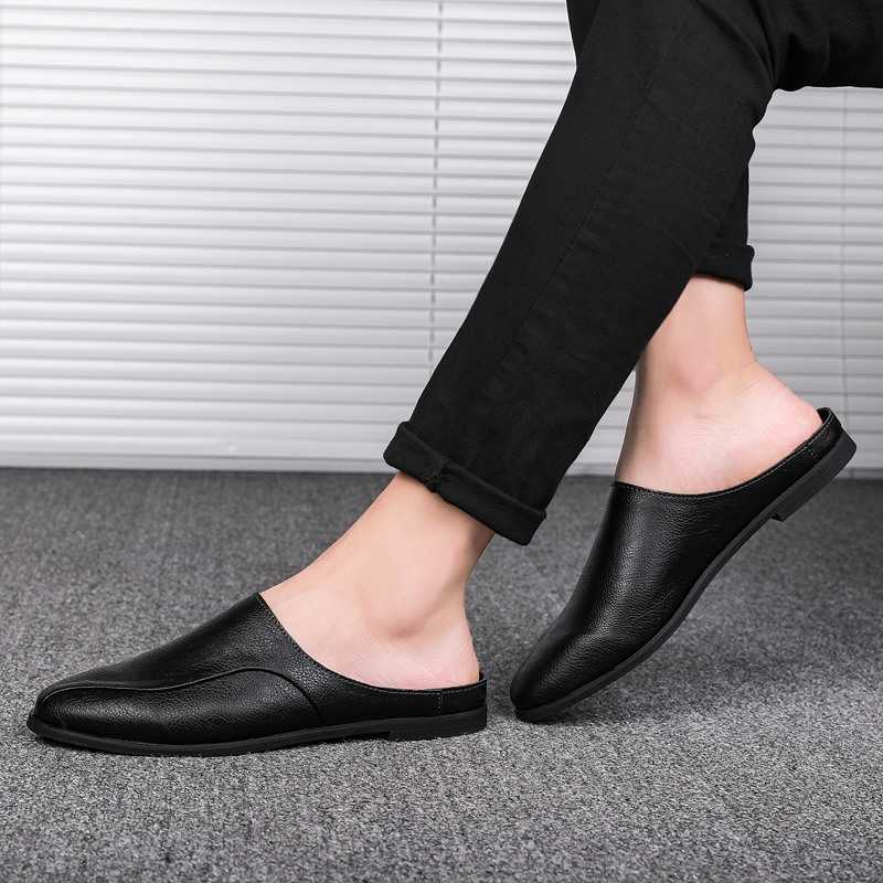 Men Dress Shoes Summer Mens Small Leather Shoes Fashion Casual Shoes One Step Lazy Half Slippers Dressing Slipper 241009