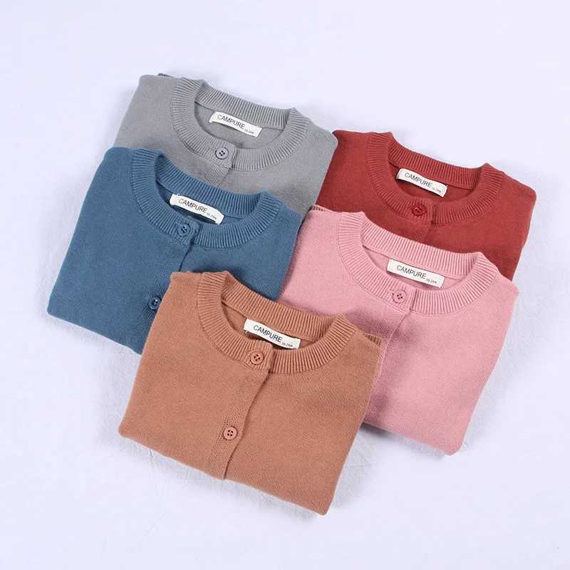 Solid color knitted cardigan baby clothing boys and girls sweaters childrens clothing baby spring summer autumn clothing 1-7Y W241025