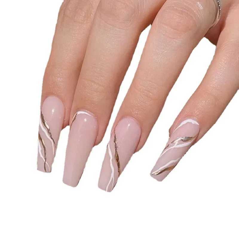 24Pcs/Box Chinese Ink Painting Style Fake Nails Press on False Nail Tips with Glue Sticker Set ArtXJ241025
