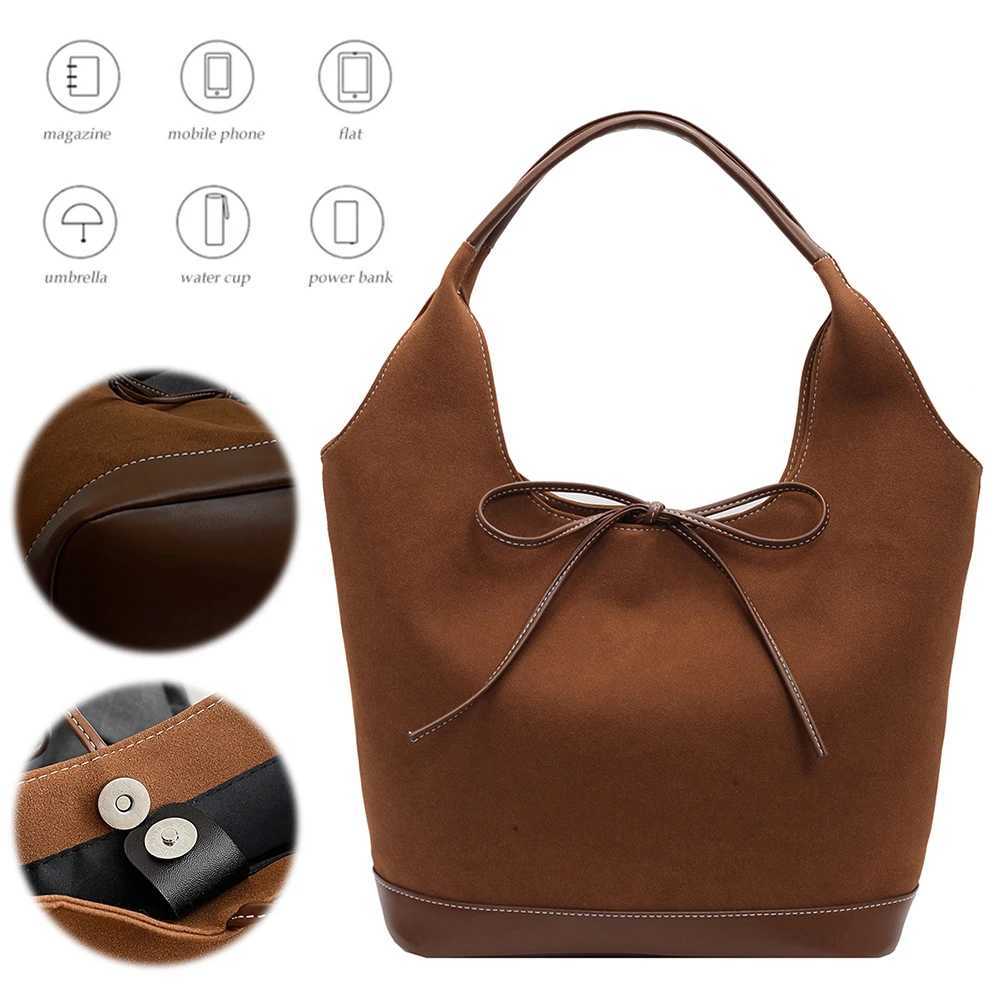 Women Pu Tote Bag Fashion Bucket Large Capacity Designer Shoulder Bags Hasp Closure Suede Purse Work 241025