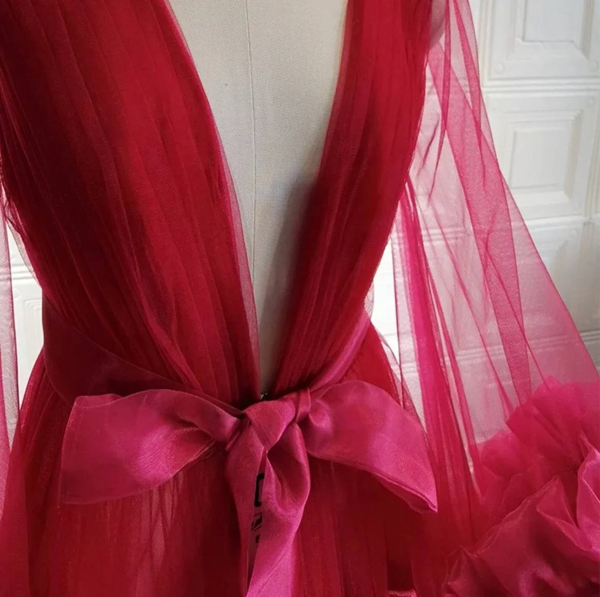 Modern Women Bathrobe Ruffles V Neck Long Sleeve Maternity Dresses Pregnant Split Nightgown Pijama Evening Dress Custom Made