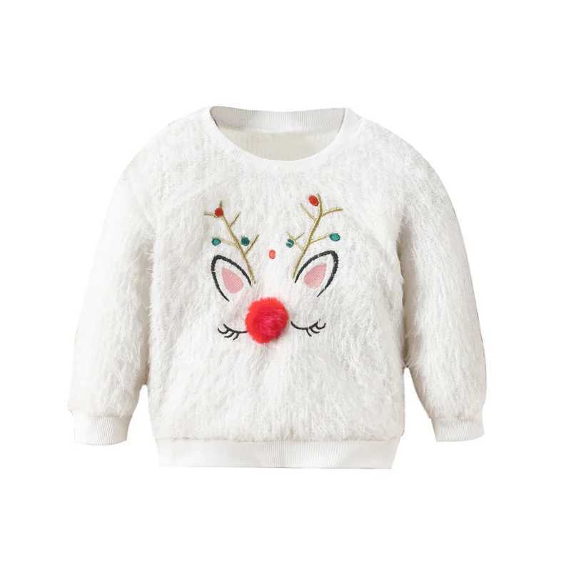Citgeett Winter Christmas Childrens Girls Sweater Crew Collar Long Sleeve Reindeer Pattern Knitted Fuzzy Loose Suitable Zipper Top W241025