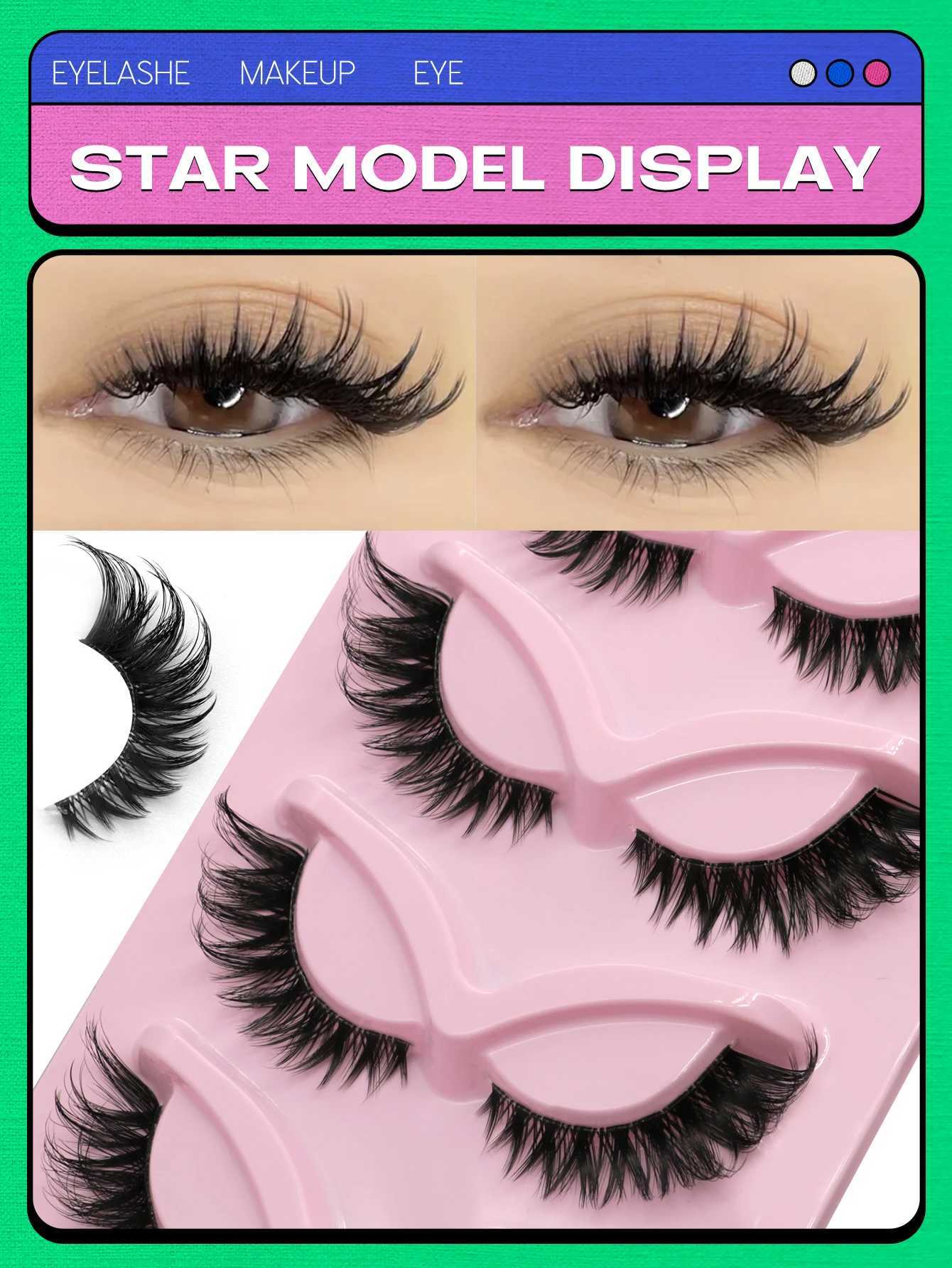 Groinneya Cat Eyelash 5 pairs Fox Eyelash Artificial Mink Eyelash Fluffy Strip False Eyelash Natural Appearance EyelashW241024