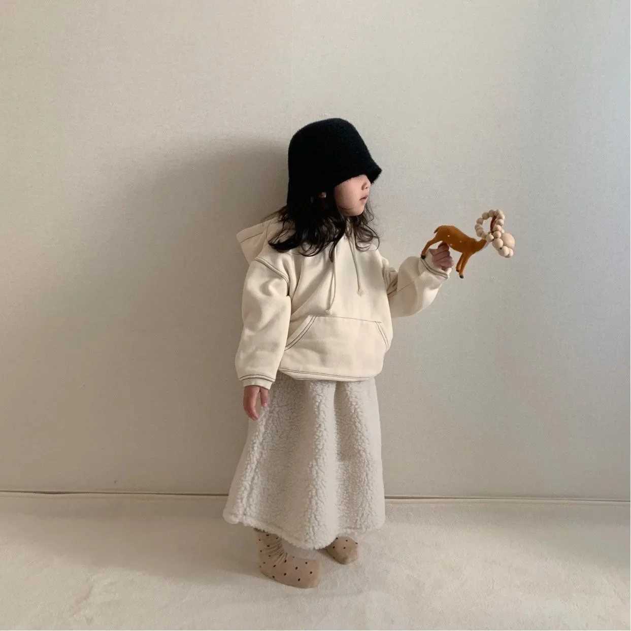 Korean Styles Autumn Winter Childrens Wool Hat Child Fisherman Hat Japanese Children Winter Fisherman Hat Girl Hats Baby HatX241025