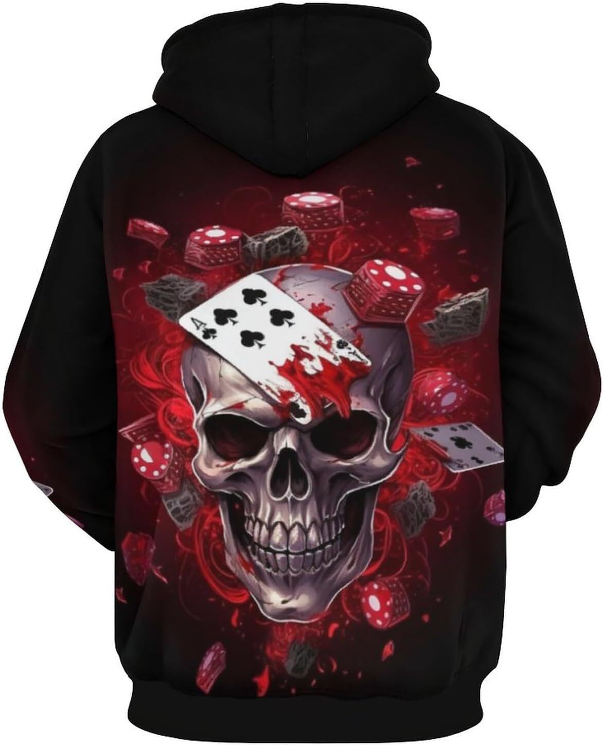 Hoodie for Mens Womens Mens Hoody Poker Cards and Skeletons Graphic Hoodie Sweatshirt Pullover Graphic Hoodies sweatshirt Pullover Long Sleeve Warm