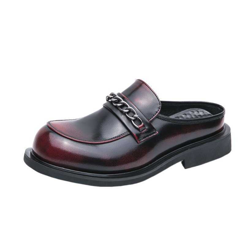 Men Dress Shoes Summer New Half Dragged Leather Shoes Small Fashion Formal Casual Shoes Business Shoes 241009