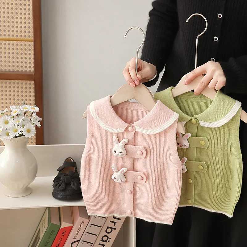 Baby and toddler girl sweater vest cartoon rabbit Korean style kangaroo hoodie fashionable baby knitted card spring August 2024 W241025