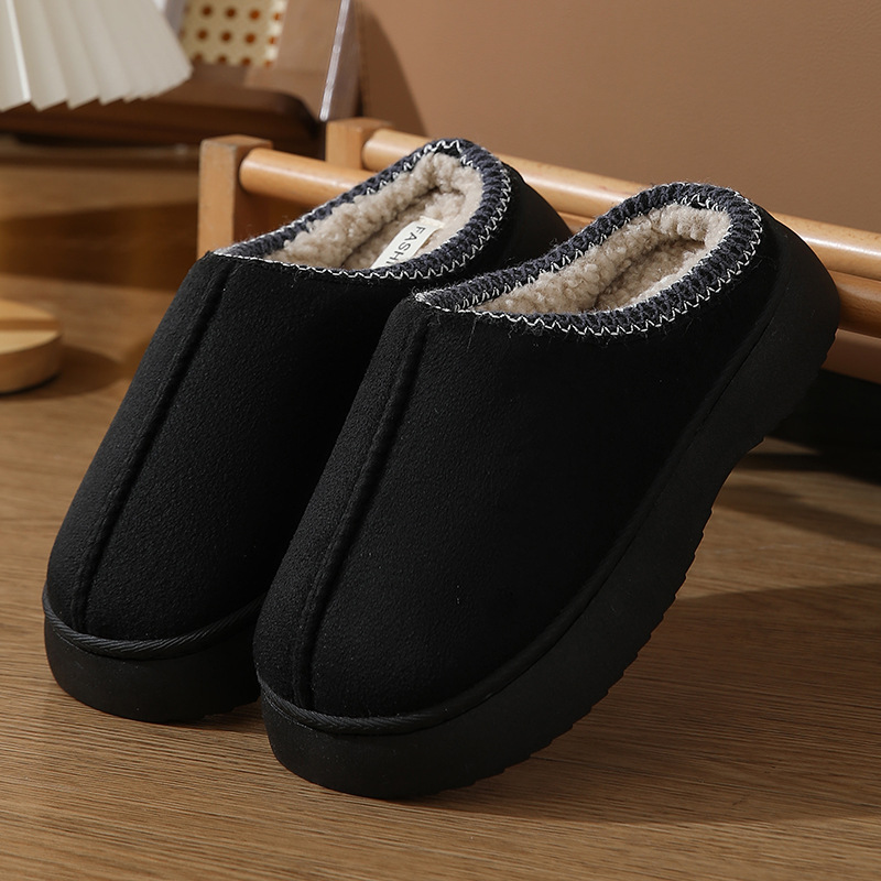 2024 new free shipping designer winter snow fur furry solid color velvet spliced slippers non slip lightweight warm cotton slippers for women