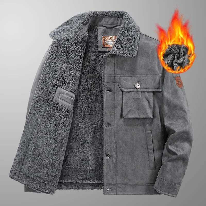 Winter outdoor new mens jacket thickened warm casual jacket lapel windproof mens clothing fully matched W241024