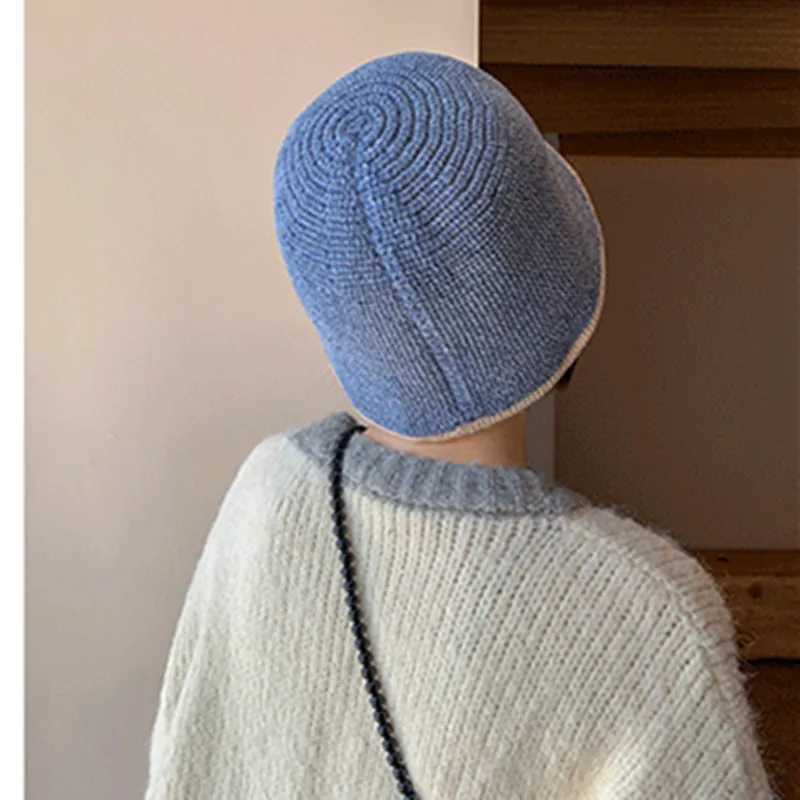 Korean Autumn Winte Pure Color Bucket Hat Fashion Ladies Fisherman Hat Ear Protection Soft Wool Fishing Bucket Hat Outdoor HatX241025