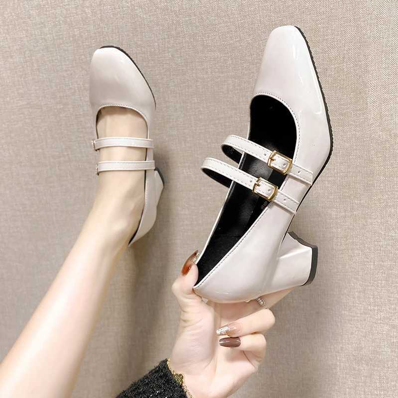 High Quality Womens High Heels Summer New Fi Patent Leather Mary Jens Shoes Square Toes Comfortable Thick High Heels Womens Single Shoes T241024