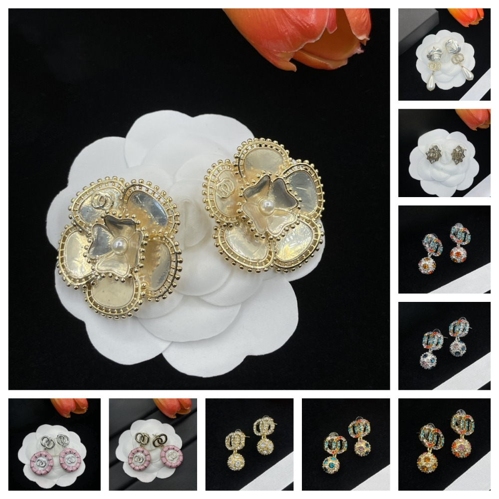 Designer Earrings Ear Stud 18K Gold Plated Designers Letters Fashion Women Crystal Rhinestone Earring Wedding Party Jewerlry Gift