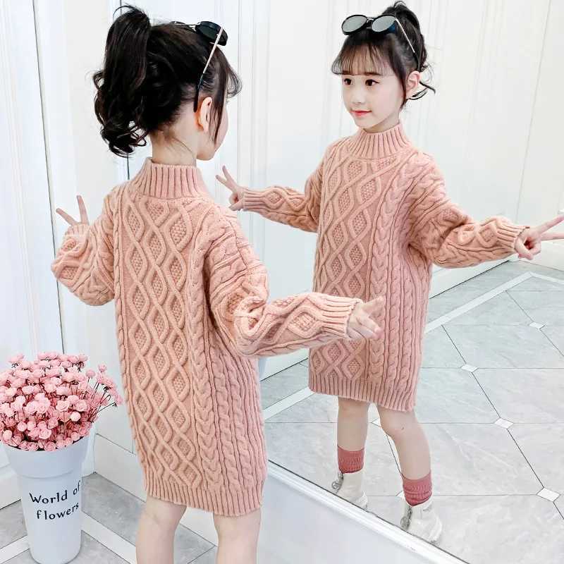 3-13 year old girls knitted sweater 2024 new Korean style girls long hair clothes autumn and winter wool childrens clothing W241025