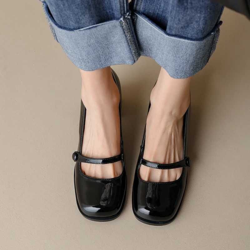 High Quality Womens Mary Jane High Heels Spring Party Comfort Pump N-Slip Thick High Heels Leather Shoes Salto Alto Feminino T241024