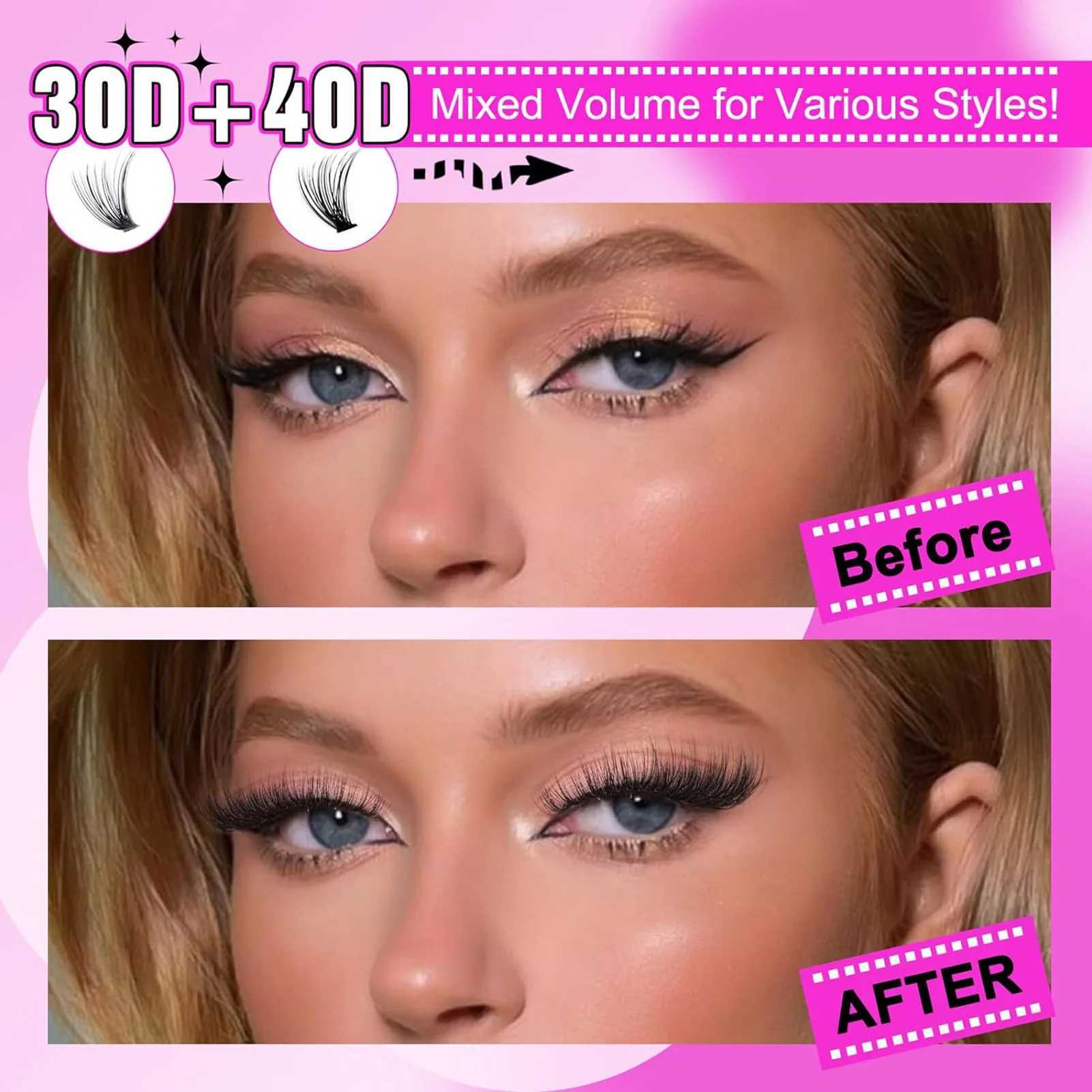 30D 40D False Eyelash Extension Set 9-16mm DIY Polyester Eyelash Adhesive and Sealer Pushing Set Realistic Appearance Eyelash MakeupW241024