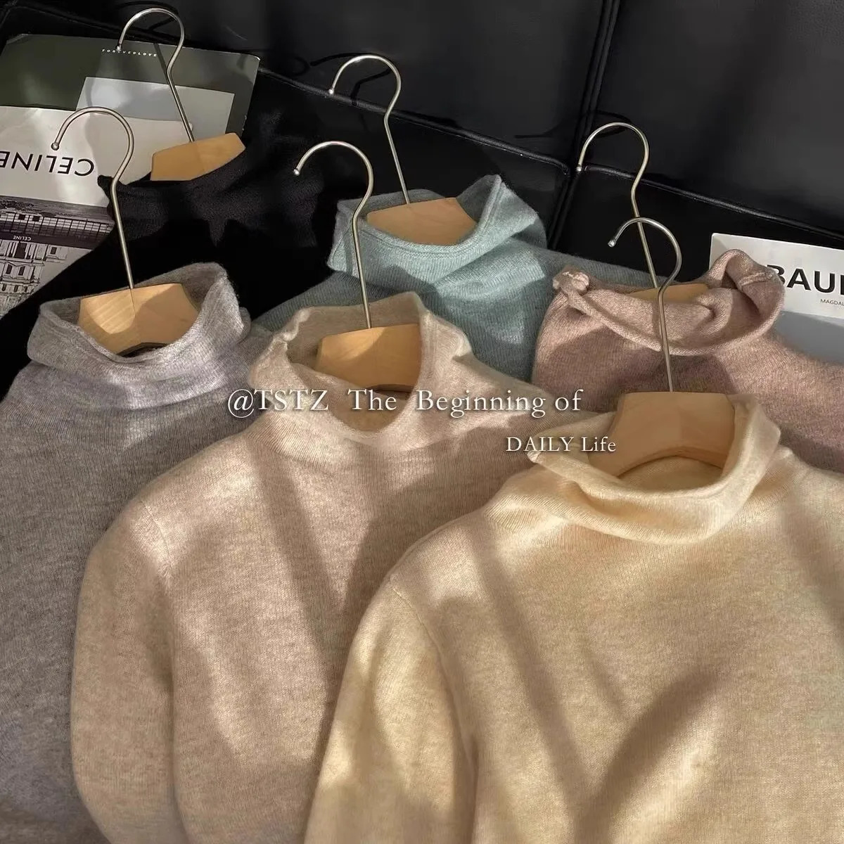 100% pure cashmere sweater womens turtle neck sweater autumn and winter column neck loose inner sweater plus size bottom sweater 241024