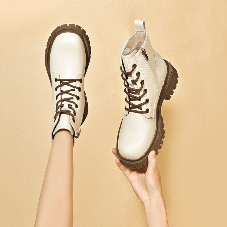 2024 free shipping designer coarse style middle and round headmartin boots winter new side zipper womens shoes low cut high heels short boots single b