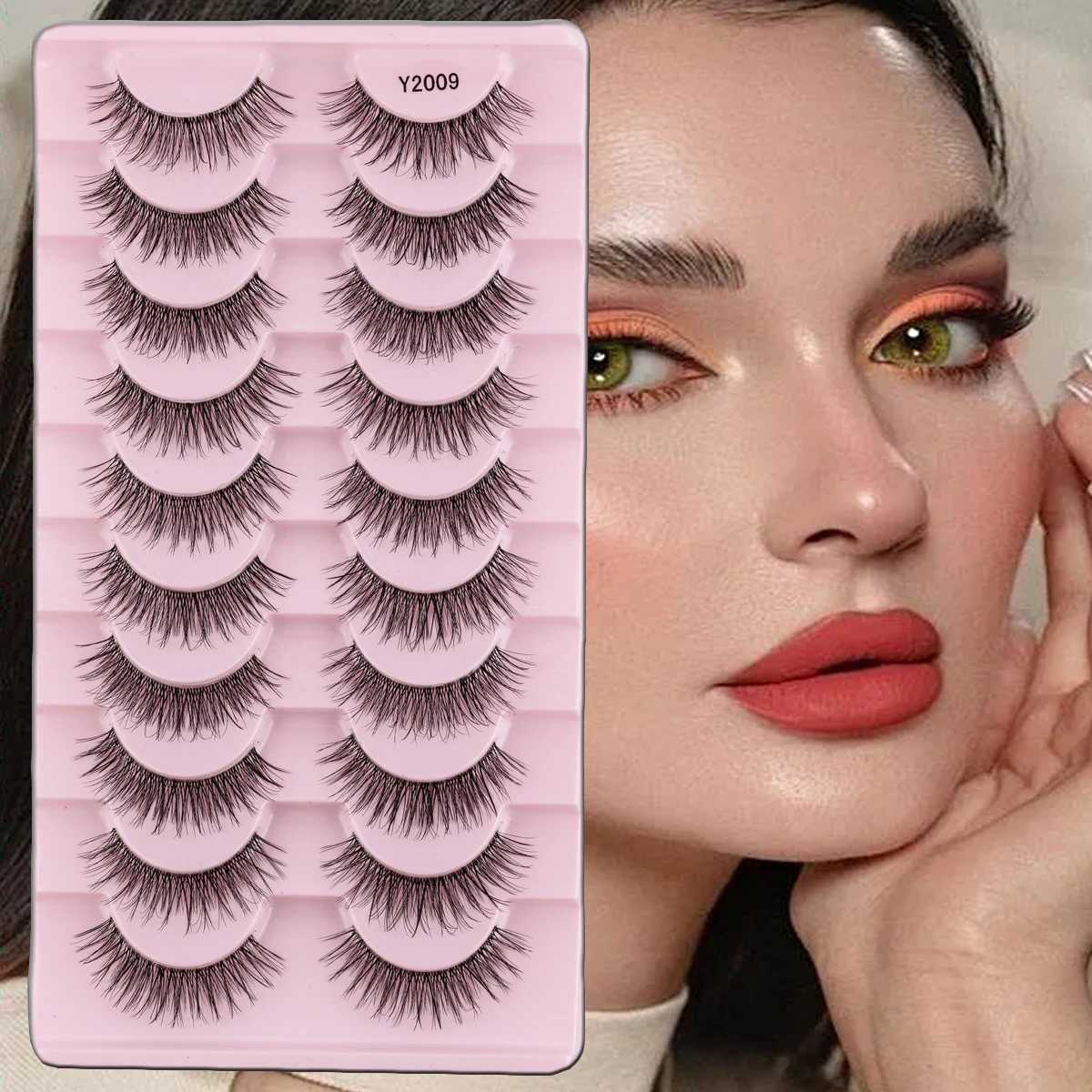 Natural Long 3/10 Pair 3D Mink Soft Wispy Fluffy False Eyelash Extension Makeup Tool False Eyelash Maquillaje C liosW241024