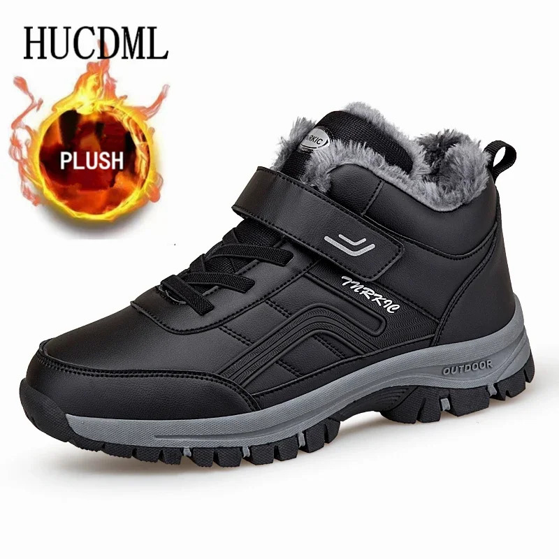 Mens winter boots waterproof leather warm snow ankle boots womens unisex outdoor anti slip work high top casual shoes 241024