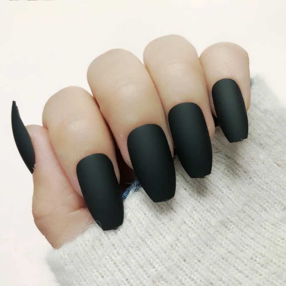 24tips/pc French White Fake Nails Matte /Glossy Detachable Long Square Natural False Press on Nails Manicure Faux OnglesXJ2410