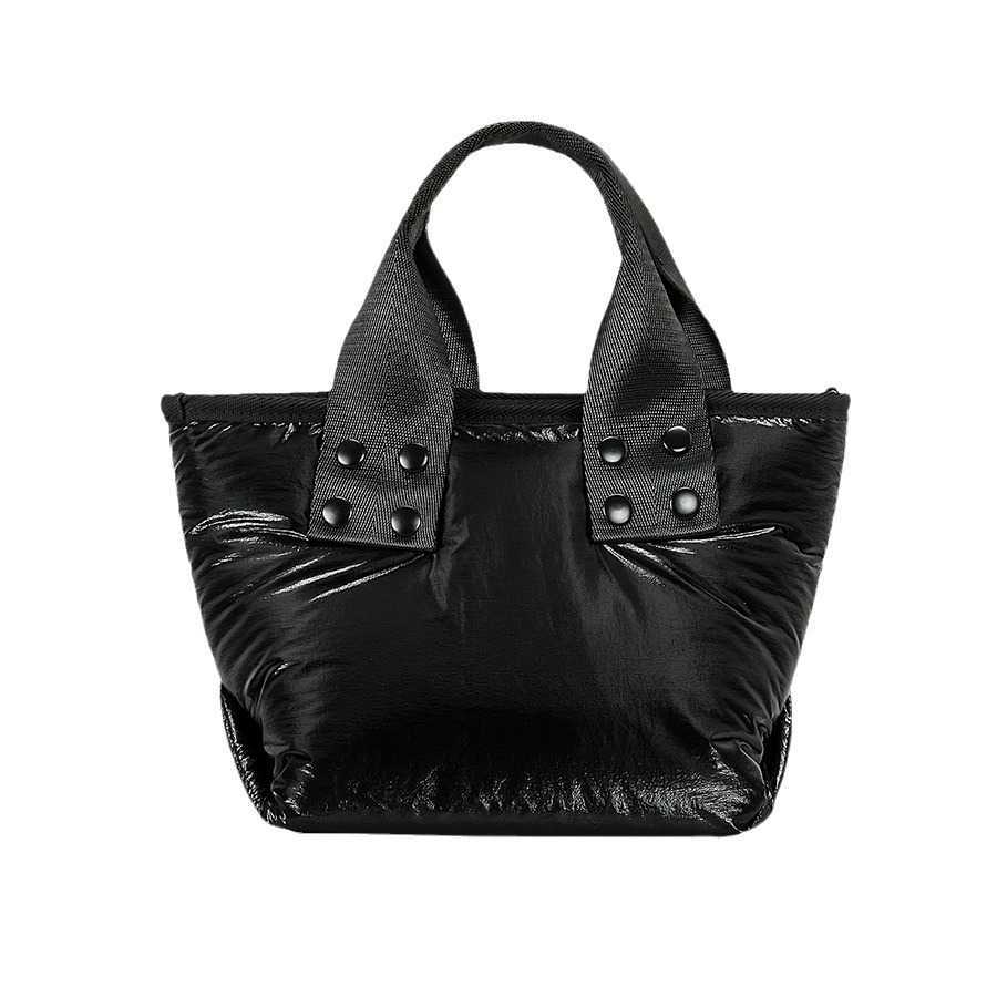 silver glossy cotton suit tote bag, high-end solid nylon handbag, small one shoulder crossbody 241015