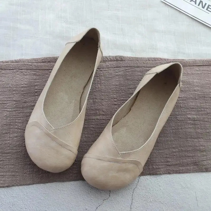 Leather retro flat shoes for women handmade leather cushioned summer casual shoes for women flat shoes for women 241024