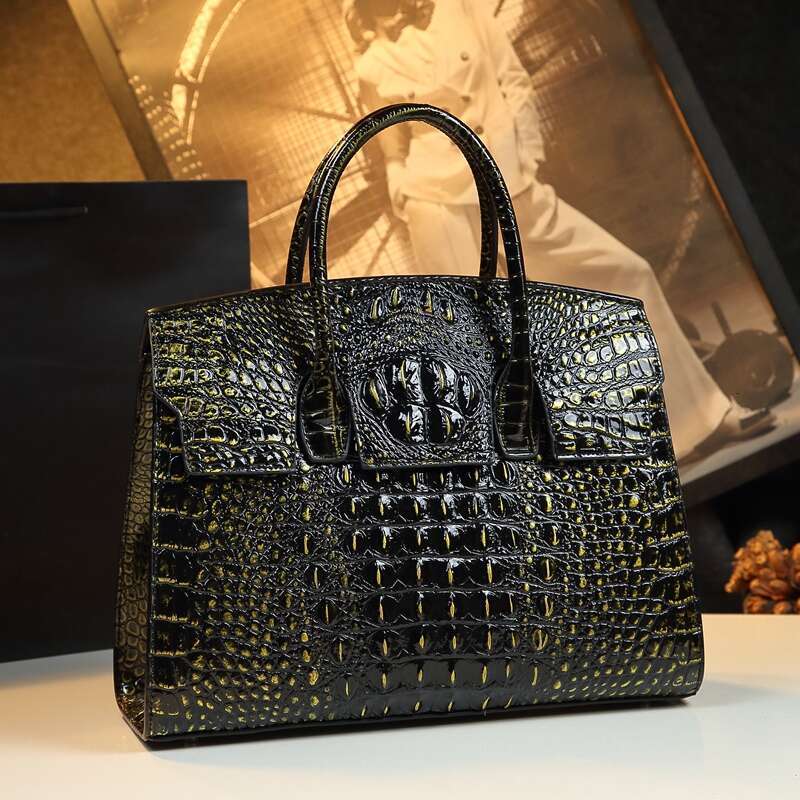Crocodile Pattern Leather Women Handbags Fashion Commuter Briefcase Portable Tote Bag Shoulder Messenger Bags 2024 New