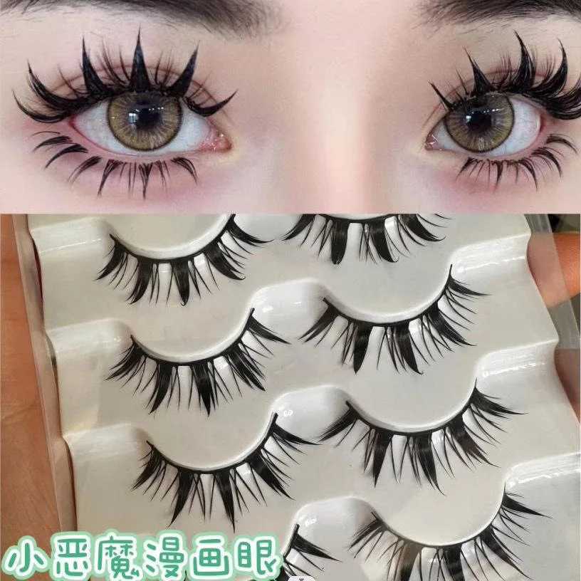 5 pairs of 3D natural false eyelashes role-playing cross black eyelashes extension makeup toolW241024