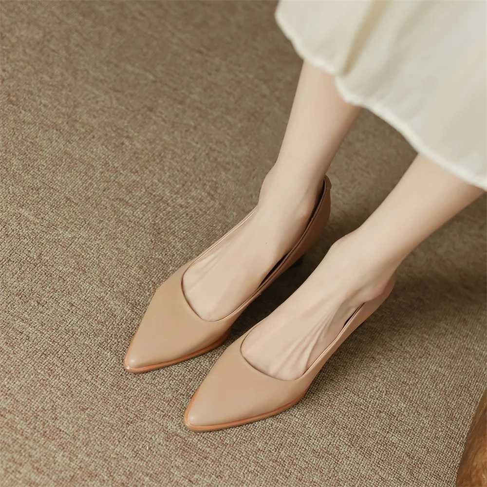 High Quality Womens Pump Autumn New Elegant Pointed Toe Pu Handmade Office Womens High Heels Shoes Black Size 40 T241024