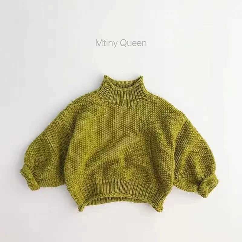 Childrens sweater autumn winter boys and girls fashion treasure Korean version retro knitted turtle neck puller 80-140cm W241025