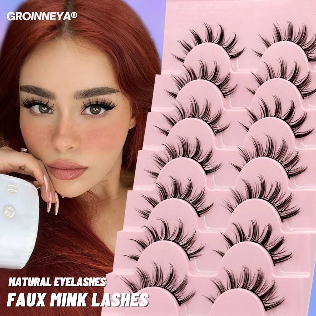 Groinneya 5/7 pairs of eyelash comics natural false eyelashes fluffy and soft cross fairy little devil eyelashes extended makeupW241024