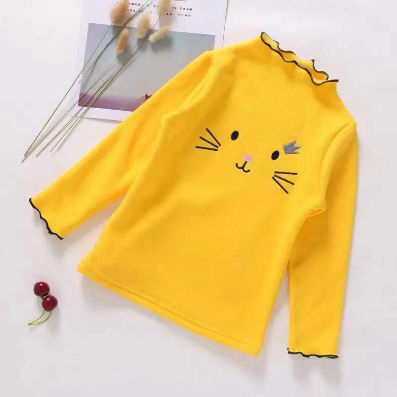 Baby girl sweater childrens T-shirt spring and summer basic T-shirt long sleeved cartoon cat sweater W241025
